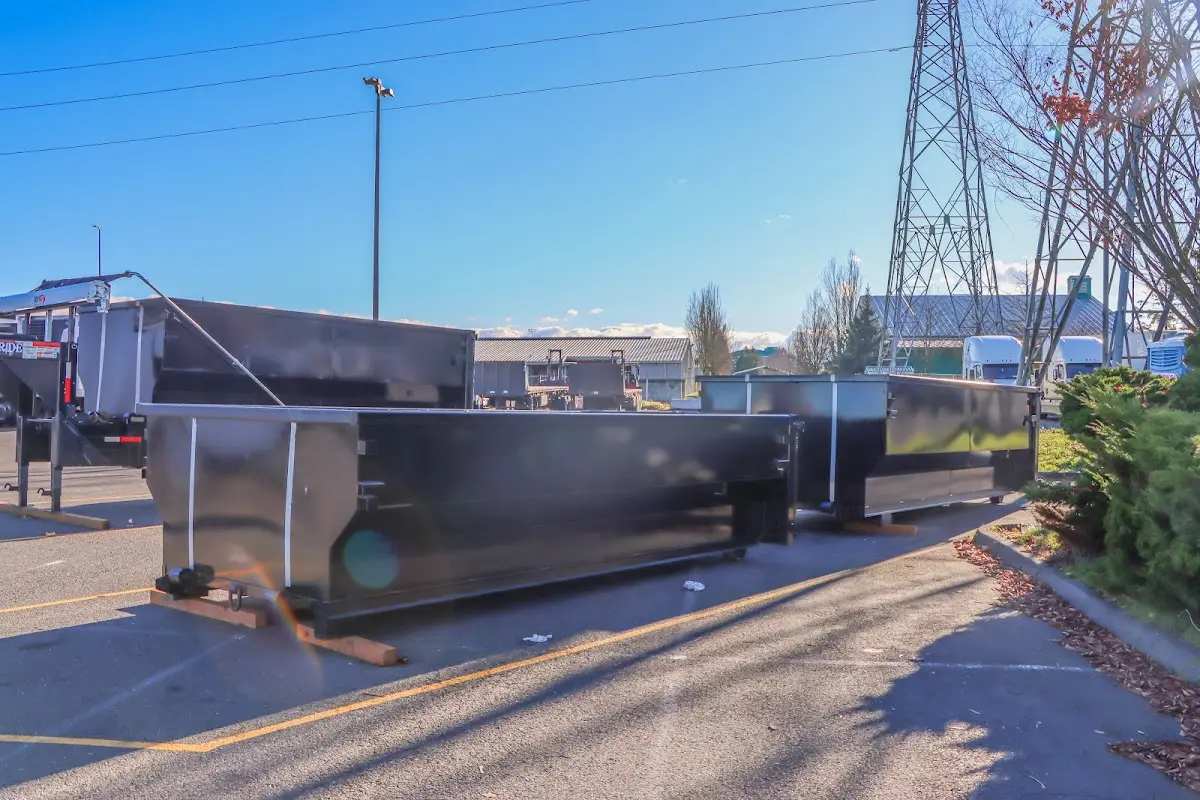 Roll-off dumpster ready for waste disposal at job site for 15 Yard Dumpster Rental in Belvidere